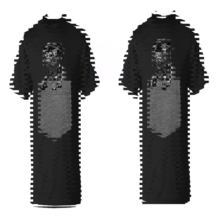 ポケットにいるパグ かわいい愛犬デザイン 犬愛好家、ペットオーナー向け Tシャツ