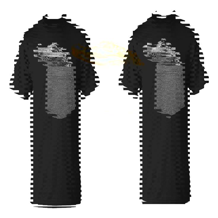 ポケットにワニ 愉快なアニマルデザイン Tシャツ