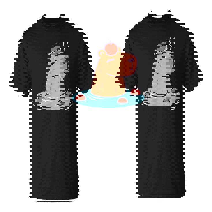 ポケットカピバラ 温泉に浸ける カピバラ Tシャツ