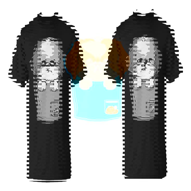 ポケット犬好きにはたまらないシーズー犬 Tシャツ