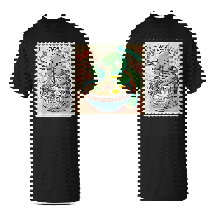 ポップ 和 アート 切手 かわいい 赤ちゃん 亀 ラーメン Tシャツ