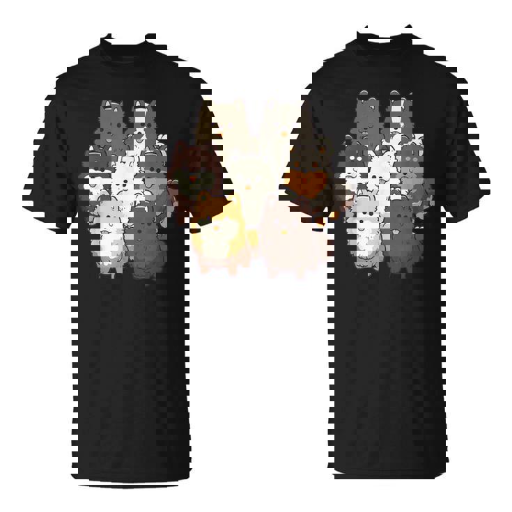 ポメラニアン ドッグ グループ かわいい ペット ブラック ホワイト チョコレート ポンポン Tシャツ