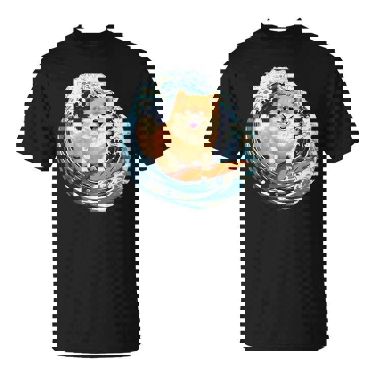 ポメラニアン 面白いtシャツ 犬 イヌ サーフィン 夏 かわいい メンズ 子供 おもしろ 服 グッズ ネタ Tシャツ