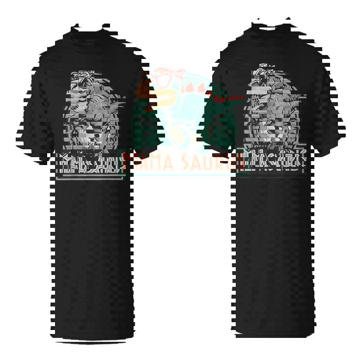 ママサウルス恐竜レトロママのレトロ面白い Tシャツ