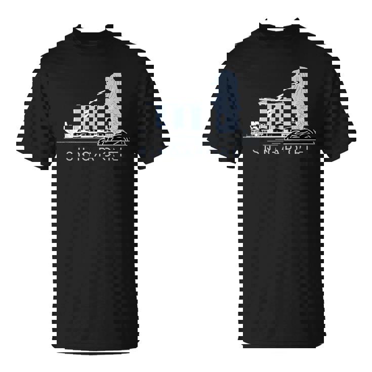 マリーナベイサンズ、マーライオンのスカイラインデザイン、象徴的なシンガポール Tシャツ