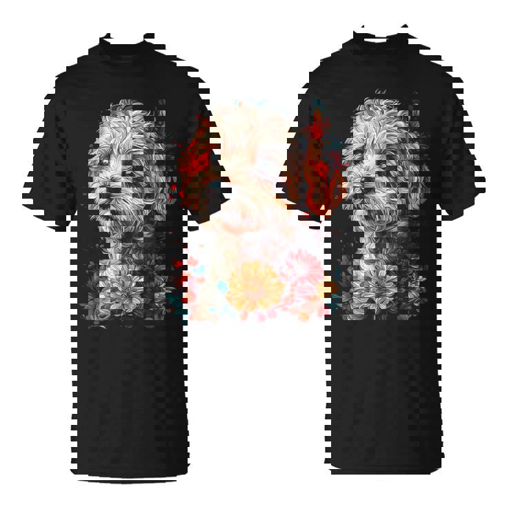 マルチプー犬 グラフィック ペット イラスト マルチプー Tシャツ