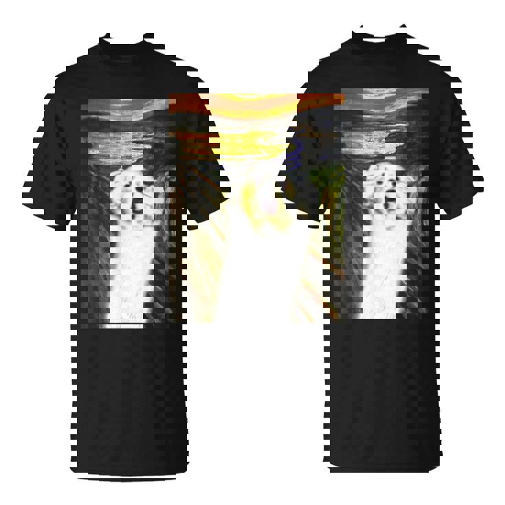 マルチーズ 面白いtシャツ 犬 ムンクの叫び かわいい メンズ 子供 おもしろ 服 グッズ ネタ わんこ Tシャツ