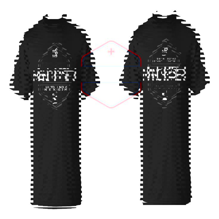 マンチェスター イギリス イギリス 地図フラグ グラフィック Tシャツ