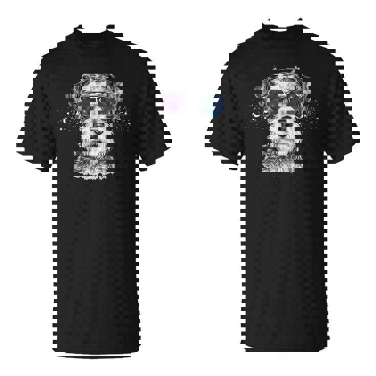 ミニチュア シュナウザー 銀河 サングラス 宇宙 犬好き Tシャツ