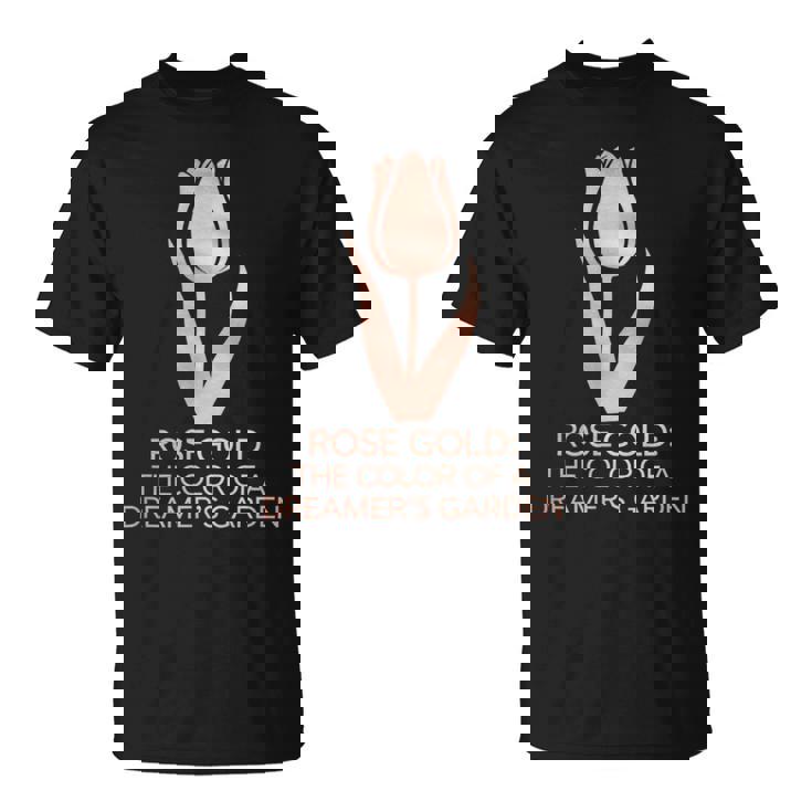 ミニマリスト フローラル ローズ ゴールド ドリーマーズ ガーデン チューリップアート Tシャツ