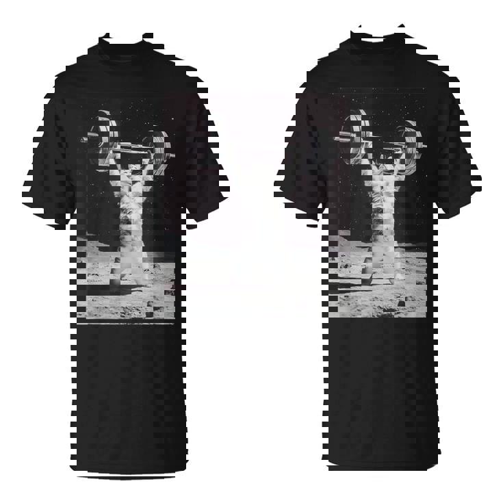 ムーンキャット 筋トレ 猫 フィットネス ジム ウェイトリフティング トレーニング 面白い猫 おもしろ Tシャツ