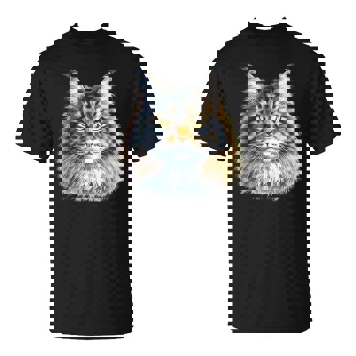 メインクーン 猫の肖像画 Tシャツ
