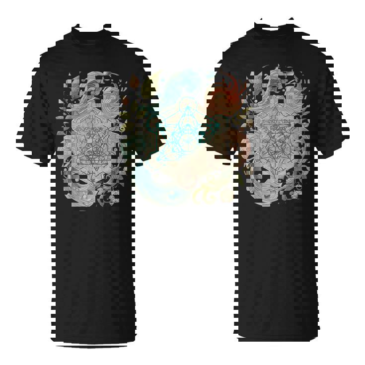 メタトロンキューブと自然の要素 火、土、水、風 Tシャツ