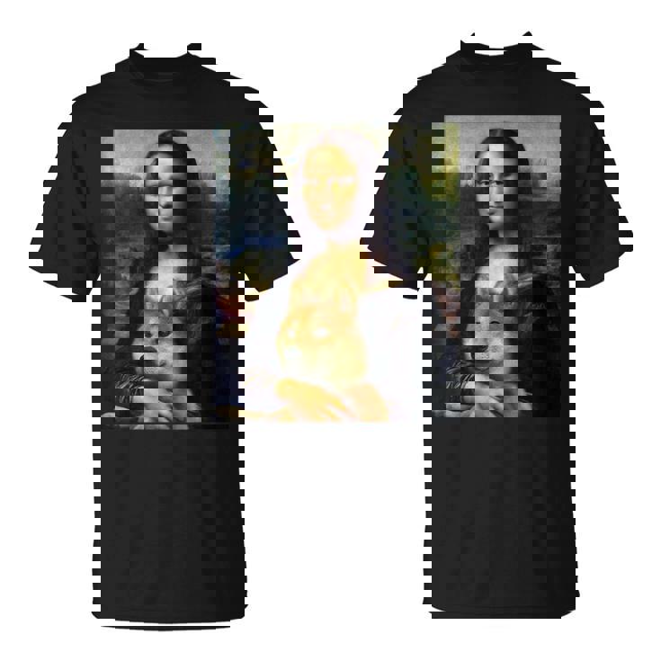 モナリサダヴィンチ プリントシャツ 柴犬とモナリサ Tシャツ