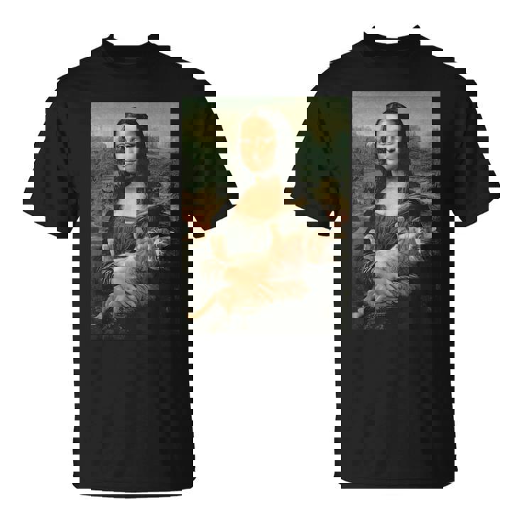 モナリザとオレンジ猫 面白いアートペインティング Tシャツ