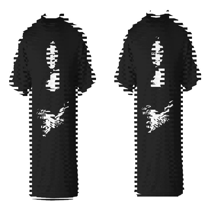 モナリザをドラムスティックで叩くドラマー Tシャツ