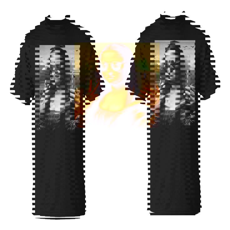モナリザ・サングラスとセルフィー Tシャツ
