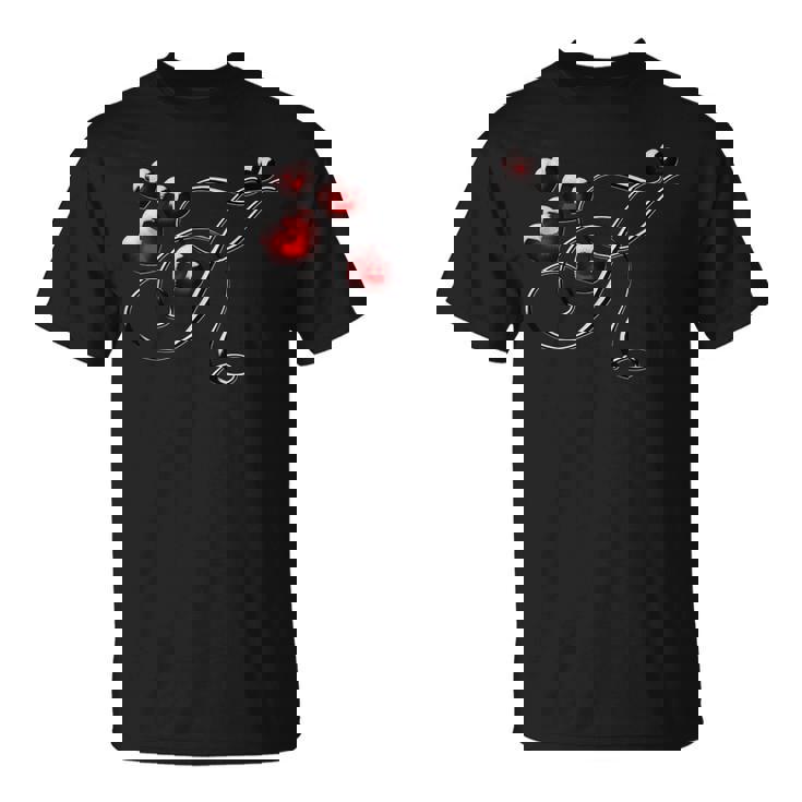 モノグラム イニシャル文字 K ラブ ハート Tシャツ