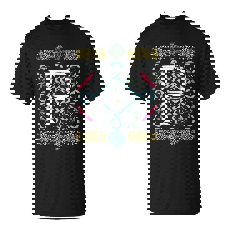 モノグラム 文字 P ケルト ヴィンテージ レトロ Tシャツ