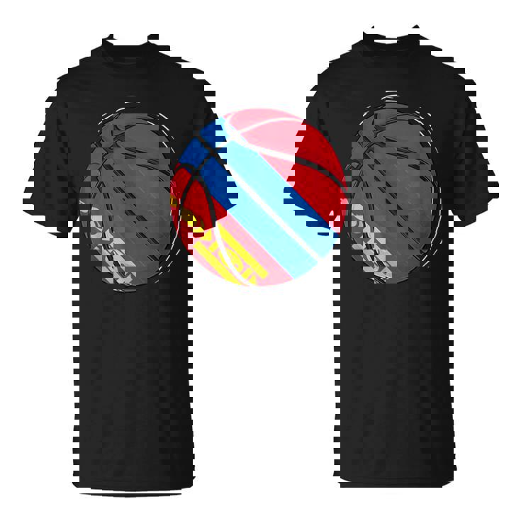 モンゴルの国旗が付いたバスケットボールボール Tシャツ