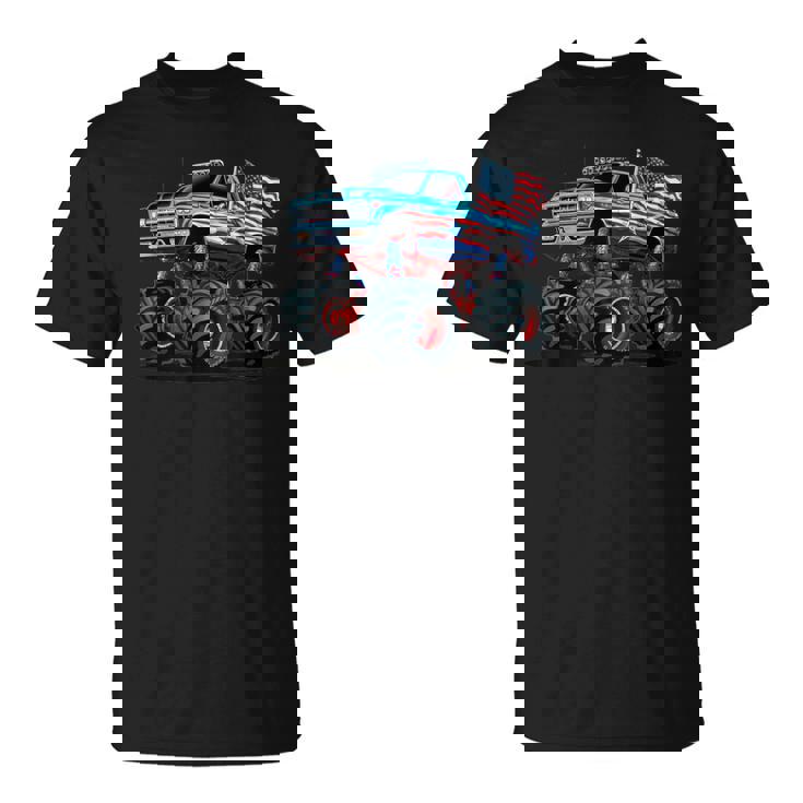 モンスタートラック 幼児用 キッズ アメリカ国旗 モンスタートラック Tシャツ