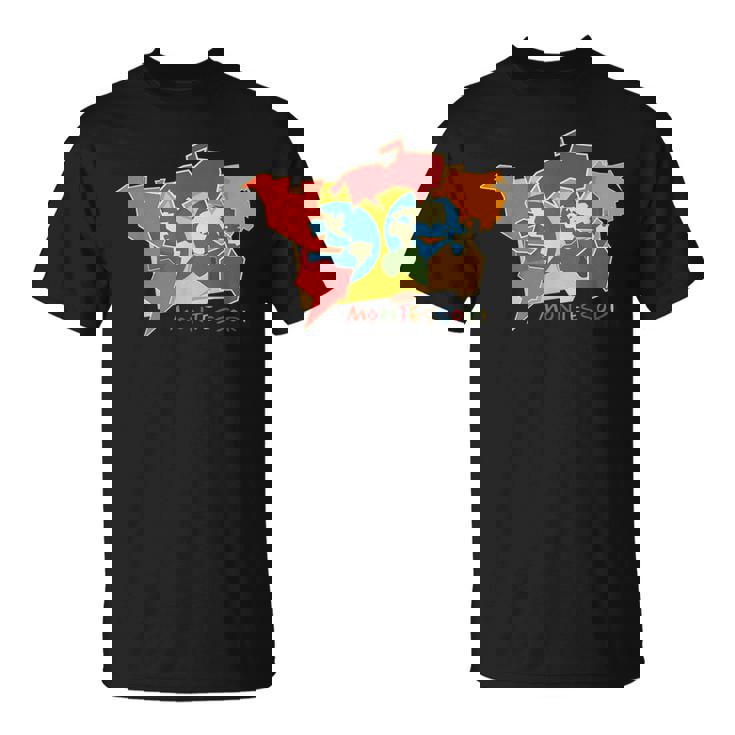 モンテッソーリ大陸の地図 Tシャツ