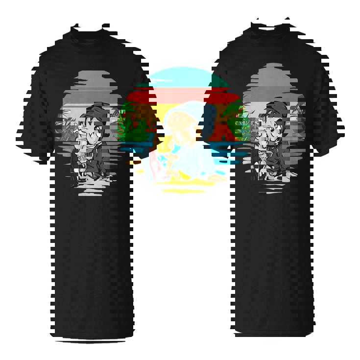 ヤシ、ビーチ、海、寒さ、太陽。 Tシャツ