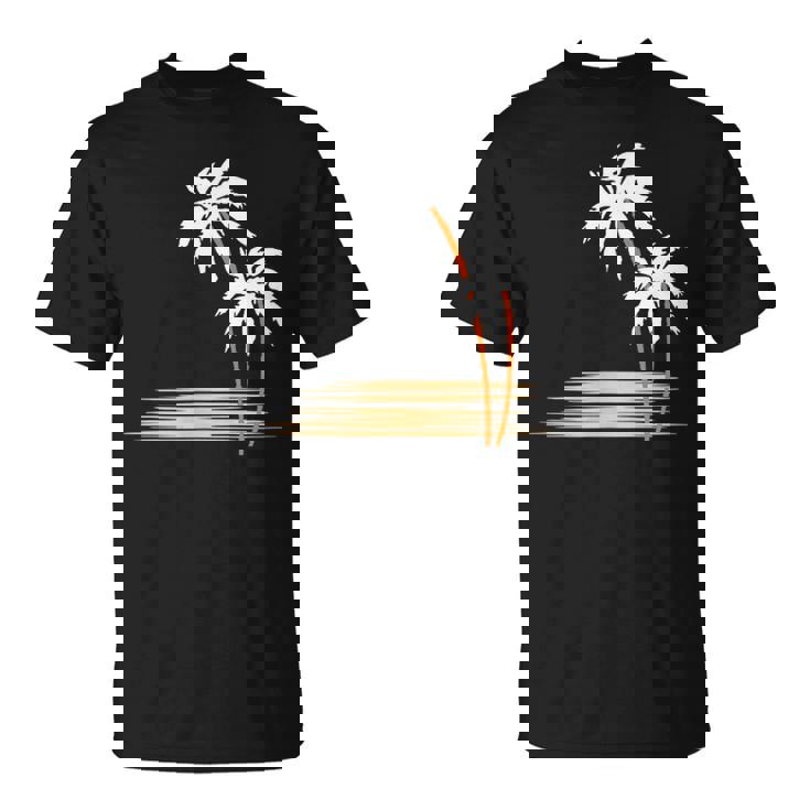 ヤシの木 夏 カラフル 胸 プリント ホリデー Tシャツ