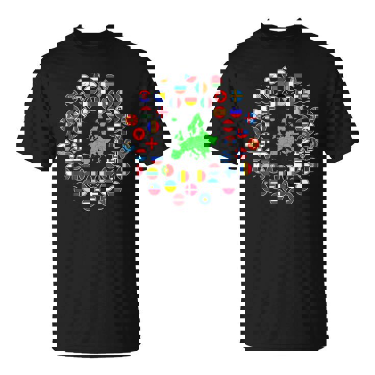 ヨーロッパ、ヨーロッパの旗、欧州連合の旗、ヨーロッパ地図。 Tシャツ