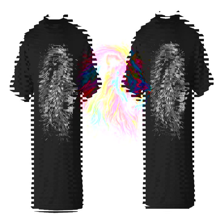 ライオンアート 抽象 カラフル 動物 グラフィック ライオン Tシャツ