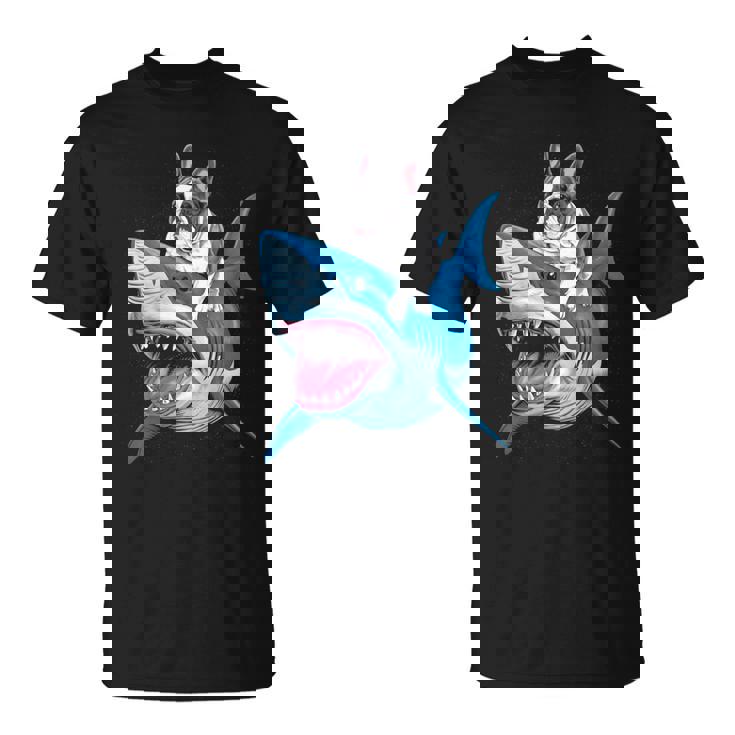 ライディング シャーク フレンチブルドッグ 長袖tシャツ Tシャツ