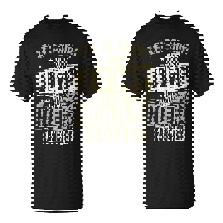 ライフ イズ ショート ラン ジャンプ アンド ロール 派手なフリーランニング パルクール Tシャツ