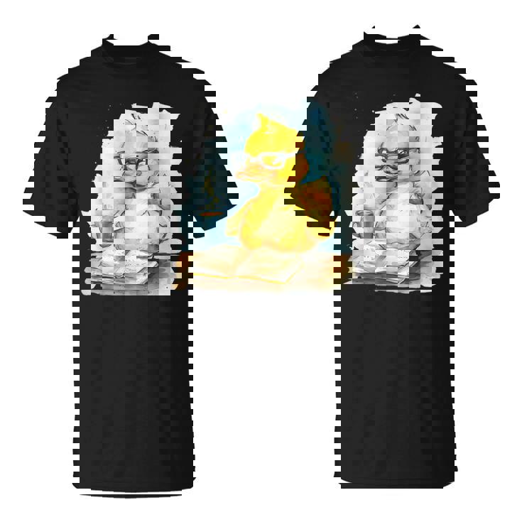 ラバーダックリーダー コーヒー愛好家 読書本 ラバーダッキー Tシャツ