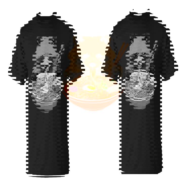 ラーメンたぬき タヌキ おもしろ ユニーク 動物 アニマル 狸 漢字 麺 グラフィック イラスト アニメ Tシャツ