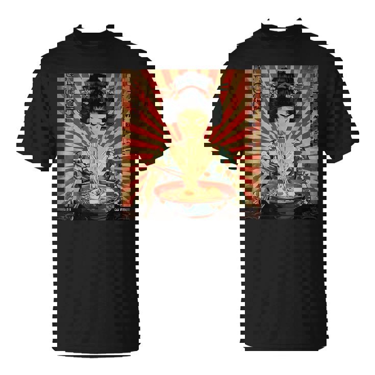 ラーメンをすする芸者 Tシャツ