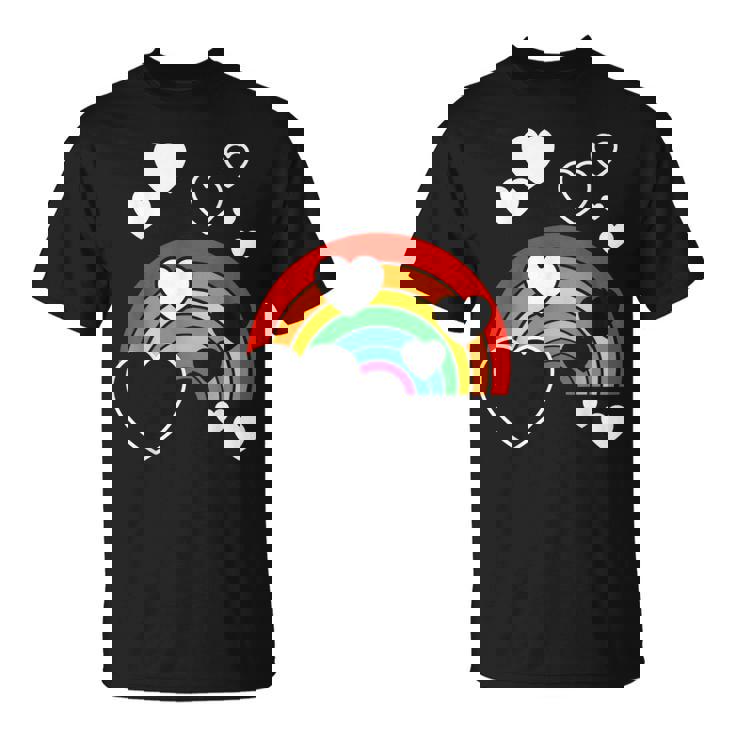 レインボーカラー ホワイト ハート ハート 雨 虹 旗 Tシャツ