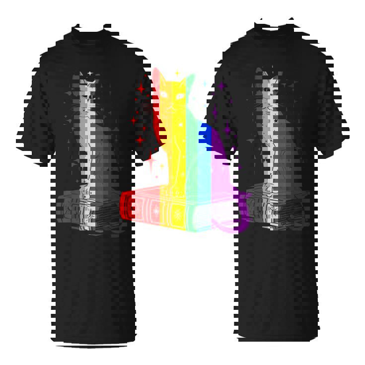 レインボー猫と本と星 Lgbt プライド Tシャツ