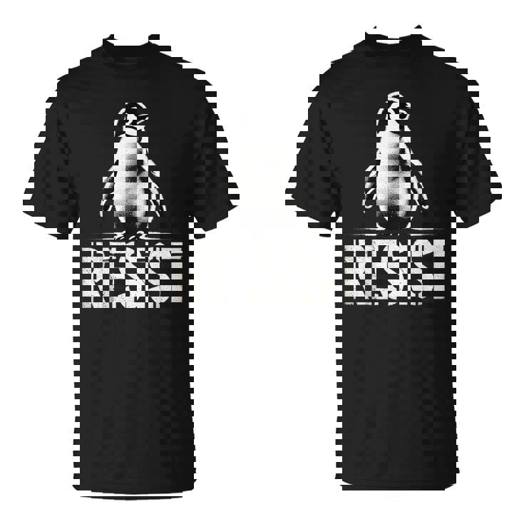 レジスト ペンギン アクティビズム ティー ペンギン 抗議 関税 Tシャツ