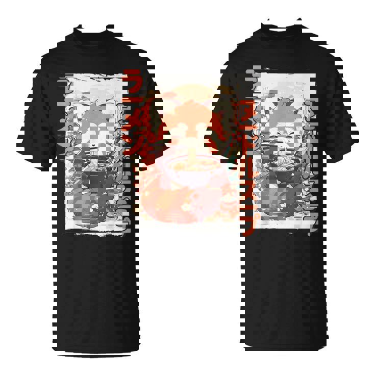 レッサーパンダ好きラーメン カワイイ猫 レッサーパンダラーメン Tシャツ