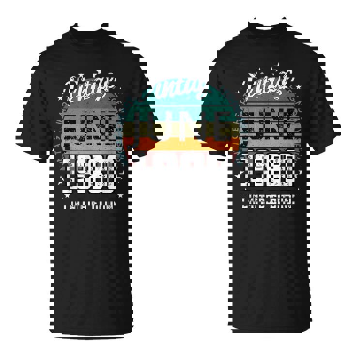 レトロ 45歳 ヴィンテージ 1980年6月 45歳の誕生日 男性 女性 Tシャツ