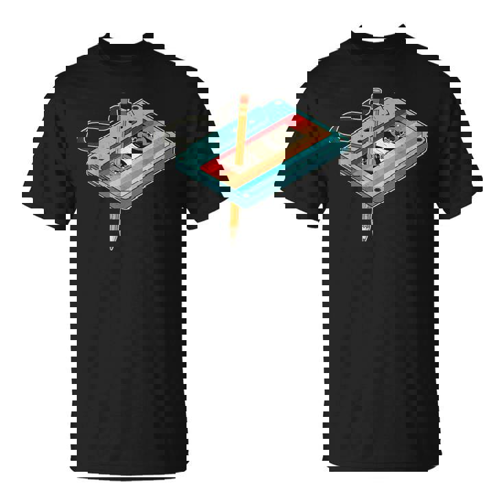 レトロ カセット テープ ペンシル 80 年代 90 年代の音楽ミックステープの振り返り Tシャツ