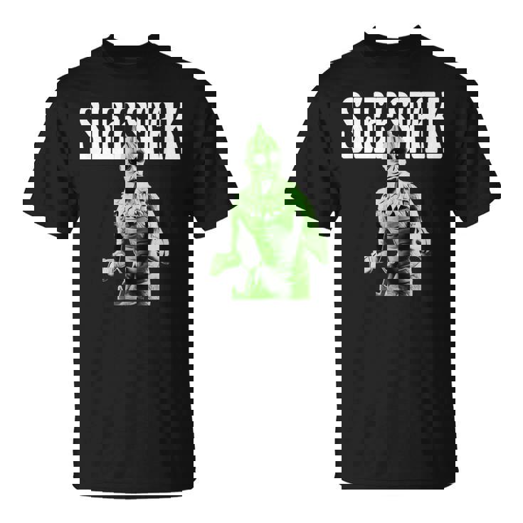 レトロなスリースタック爬虫類エイリアンのグラフィック。 Tシャツ