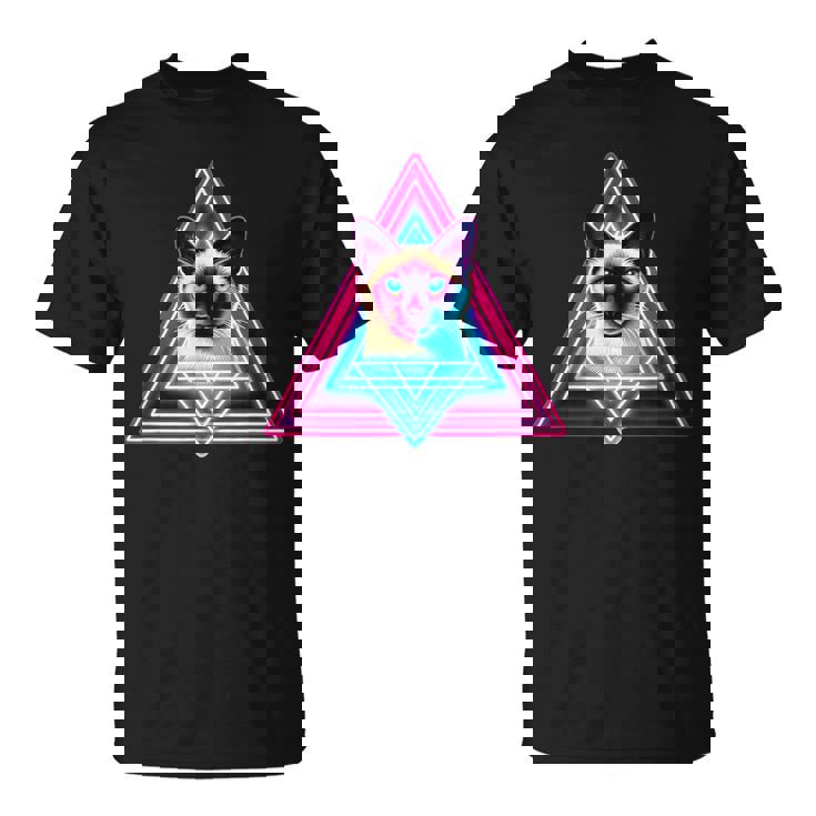 レトロな三角形のピラミッド猫のシャム猫 Tシャツ