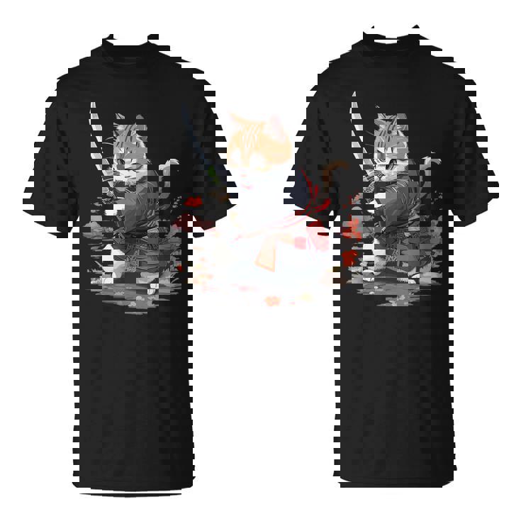 レトロな日本の侍猫グラフィック 猫愛好家 Tシャツ