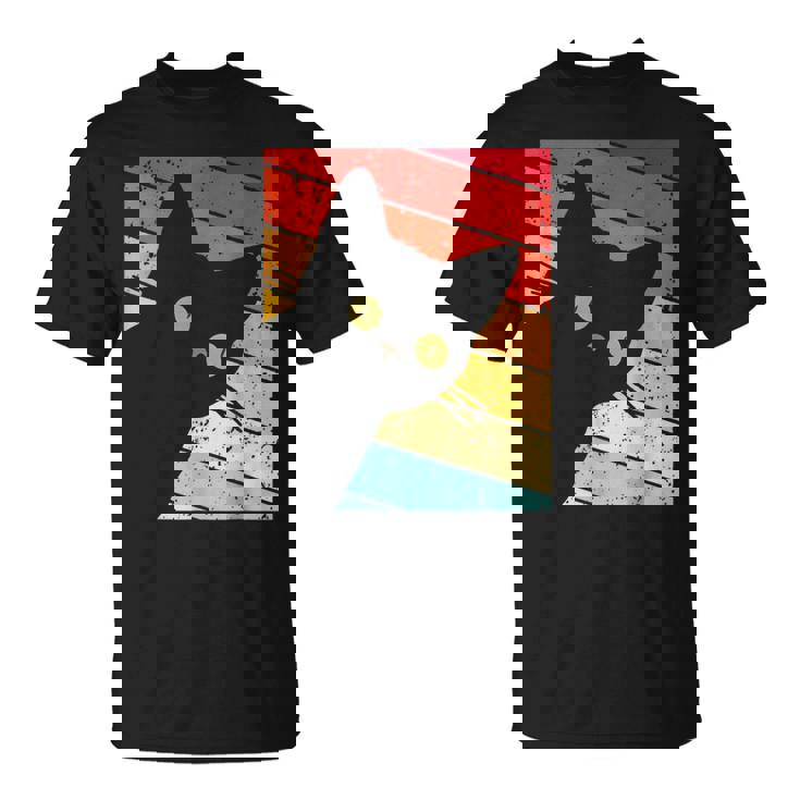 レトロな黒猫、ヴィンテージスタイルの黒猫。 Tシャツ