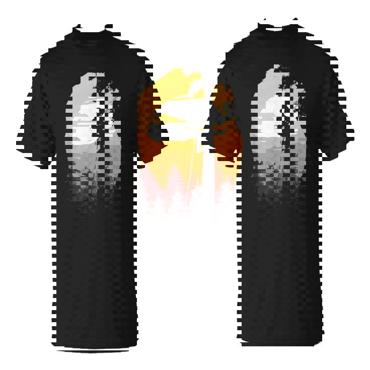 レトロサンセットツリークライマーアーボリスト。 Tシャツ