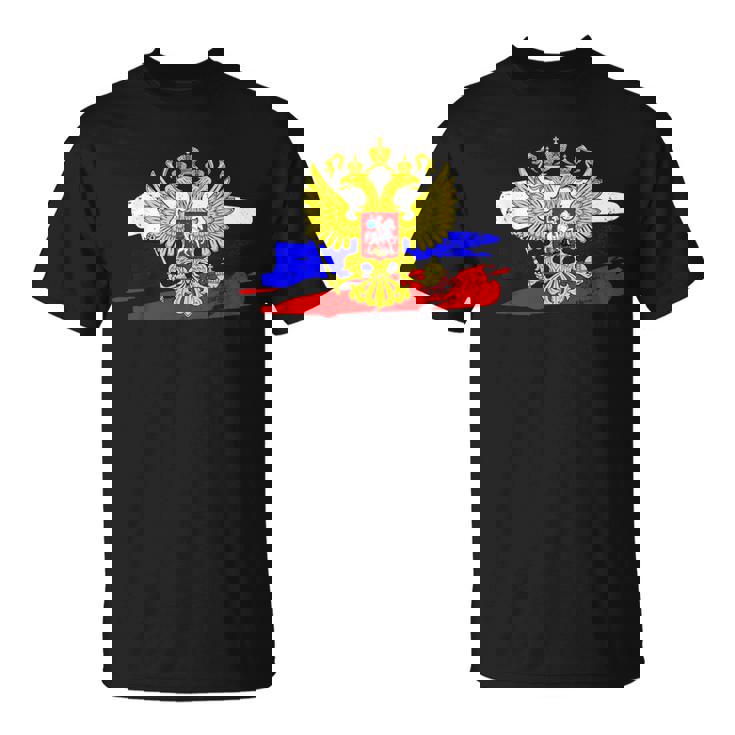 ロシア国章 ロシア国旗 イーグルエンブレム付き Tシャツ
