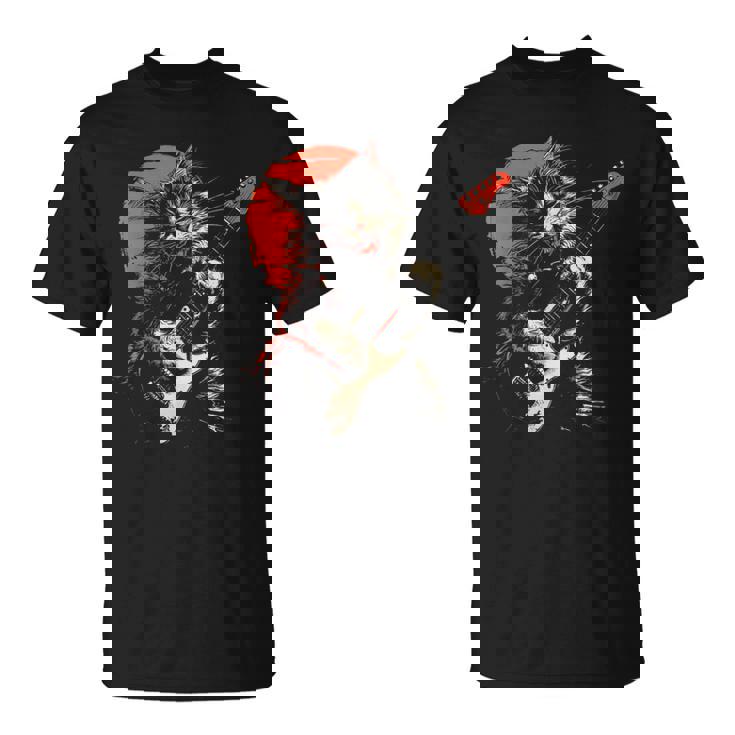 ロックキャット ギターを弾く ファニーキャット エレキギター 男性 女性 Tシャツ