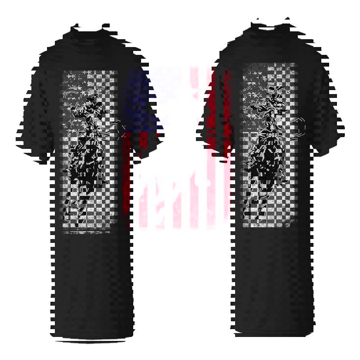 ロデオ 馬 アメリカ国旗 アメリカ カントリー カウボーイ ウェスタン Tシャツ