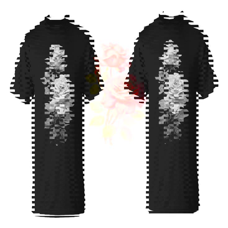 ローズシャツ 美しいピンクのバラとつぼみ Tシャツ